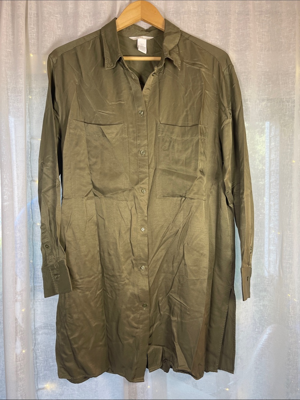 H&M Olive Green Mini Shirt Dress